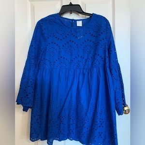 Blue Eyelet Blouse